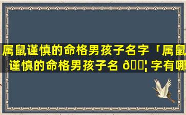 属鼠谨慎的命格男孩子名字「属鼠谨慎的命格男孩子名 🐦 字有哪些」